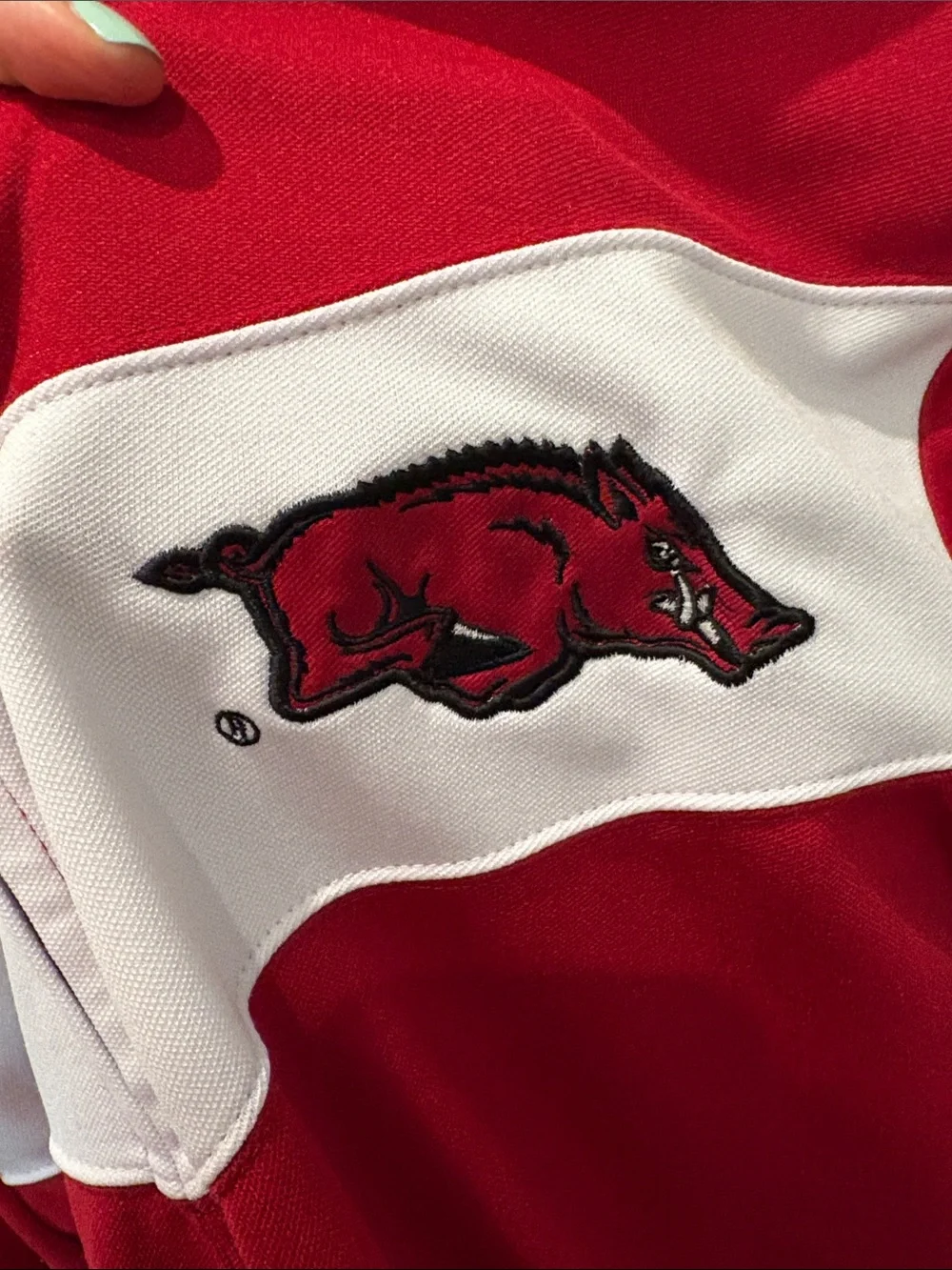 NCAA Arkansas Razorbacks Men's Red White Zip-Front Track Jacket - Large